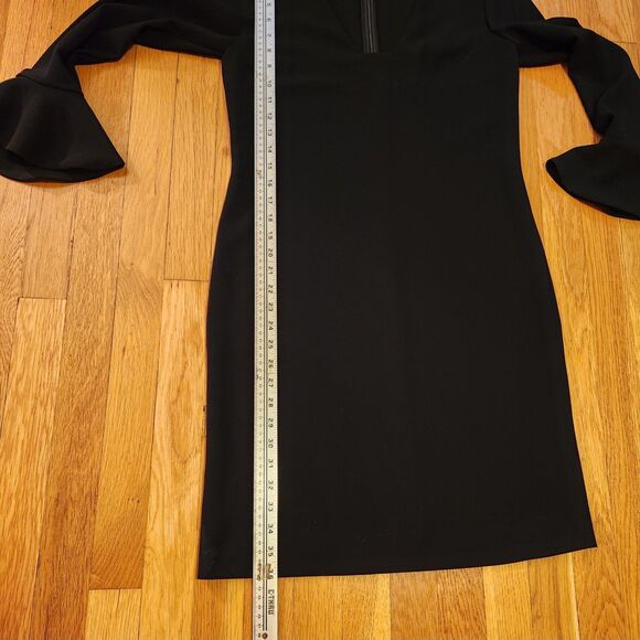 Diane Von Furstenberg DVF Chic Hazina Shift Dress U-Neck, Bell Cuffs, Black Sz 6 - Picture 9 of 10